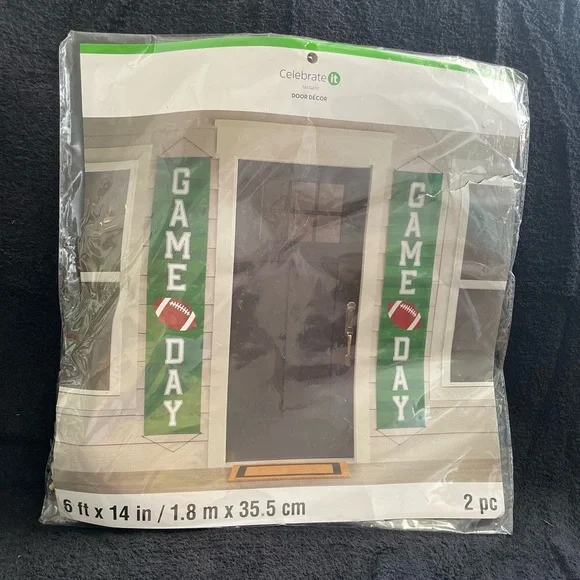 NWT 2 “Celebrate It” Football Themed Wreath & Door Decor Banners - Picture 8 of 13